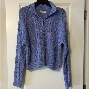 Lucky Brand Lavender Cable-Knit Half-Zip Sweater